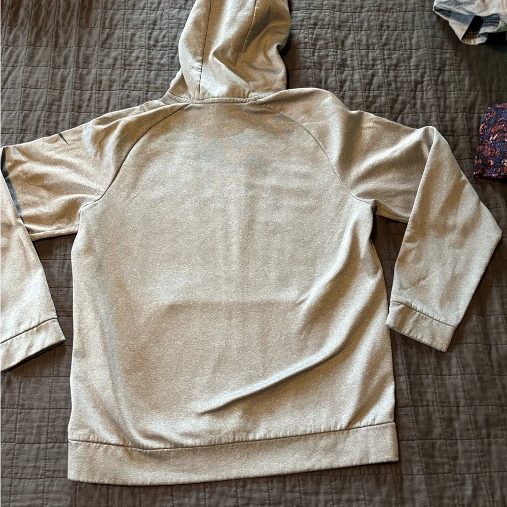 Nike Dri-FIT Mens‎ Hoodie Heather Grey Swoosh Box Logo Pullover Medium RN56323